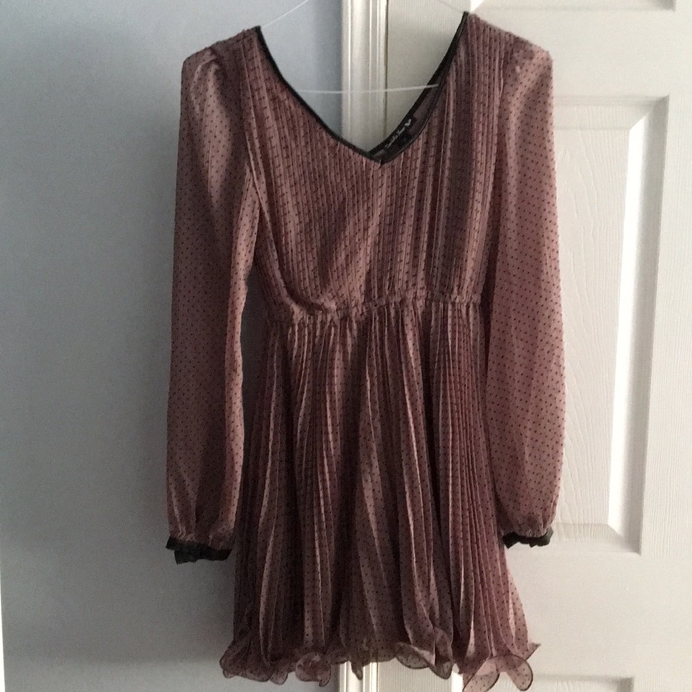 Beautiful chiffon purple polka dot Aline dress